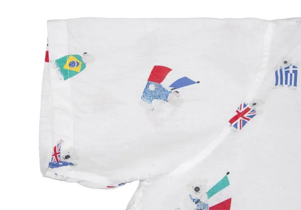 Papas Flag Bear Printed Linen Shirt K-159388_009
