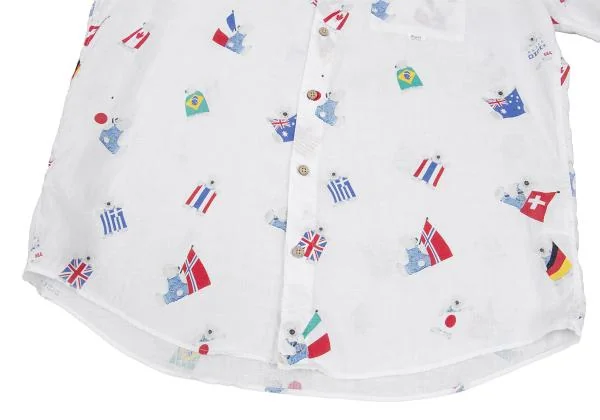 Papas Flag Bear Printed Linen Shirt K-159388_010