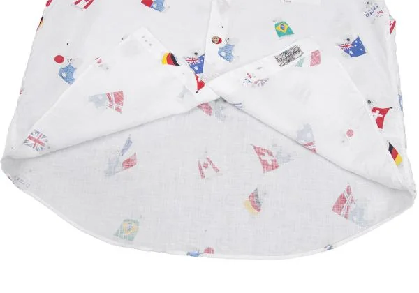 Papas Flag Bear Printed Linen Shirt K-159388_011