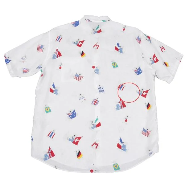 Papas Flag Bear Printed Linen Shirt K-159388_012