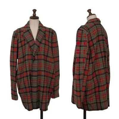 COMME des GARCONS Wool Fulling Checked Cut Off Jacket