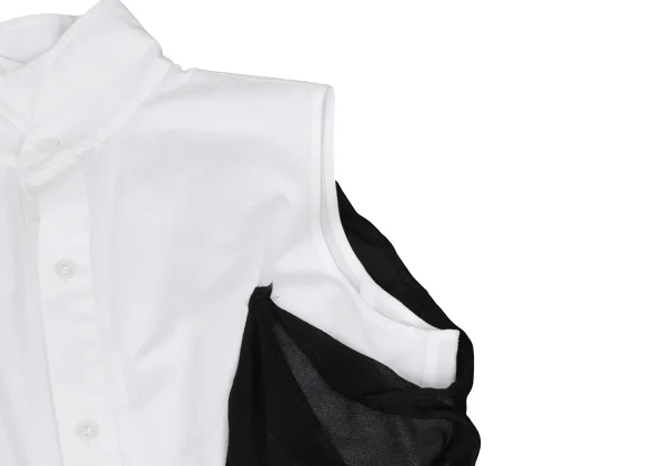 Yohji Yamamoto FEMME Chiffon Docking Long Sleeveless Shirt Dress K-159446_011
