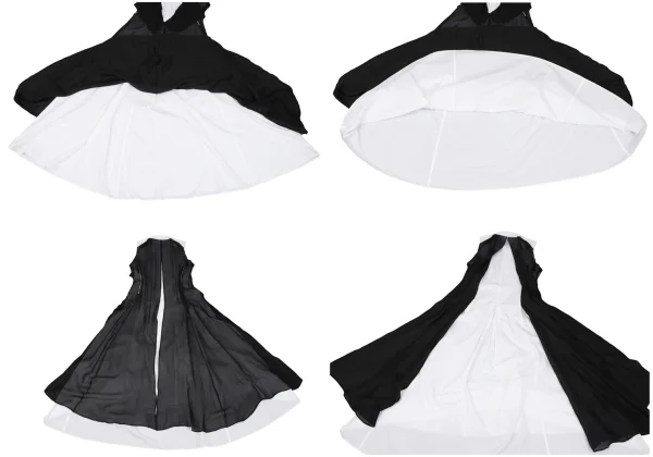 Yohji Yamamoto FEMME Chiffon Docking Long Sleeveless Shirt Dress K-159446_014