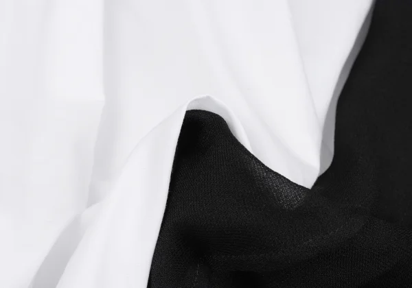 Yohji Yamamoto FEMME Chiffon Docking Long Sleeveless Shirt Dress K-159446_017