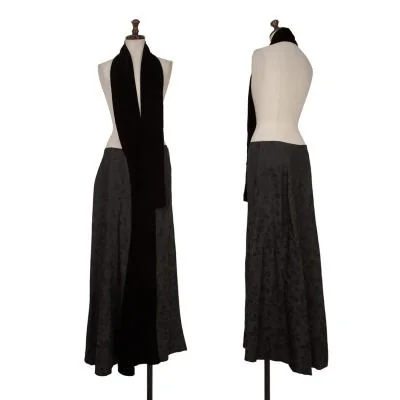 Yohji Yamamoto NOIR Velour Strap Switching Botanical Jacquard Skirt