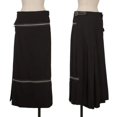 COMME des GARCONS Wool Gaba Zip Design Wrap Skirt