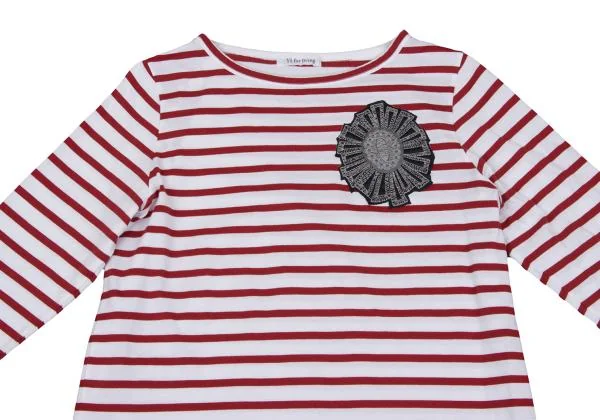 Y's for living Embroidery Patch Striped Top K-159491_003