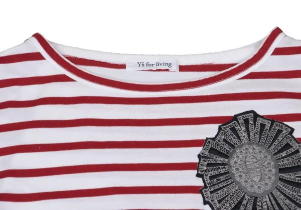 Y's for living Embroidery Patch Striped Top K-159491_004