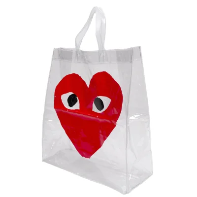 PLAY COMME des GARCONS Heart Printed PVC Tote Bag