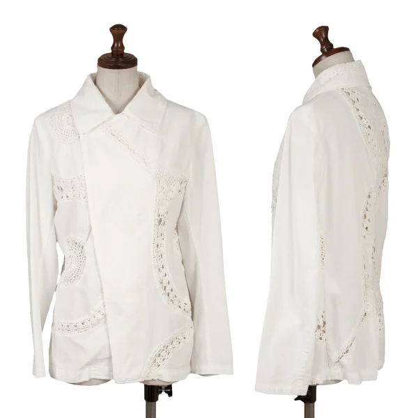 Y's Cotton Lace Switching Jacket White 2 K-159512_001