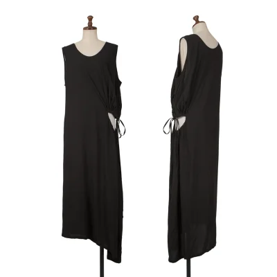Y's Rayon Side Gathered Hole Design Sleeveless Dress