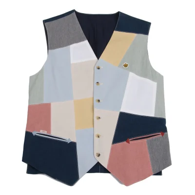 Papas Cotton Linen Patchwork Vest