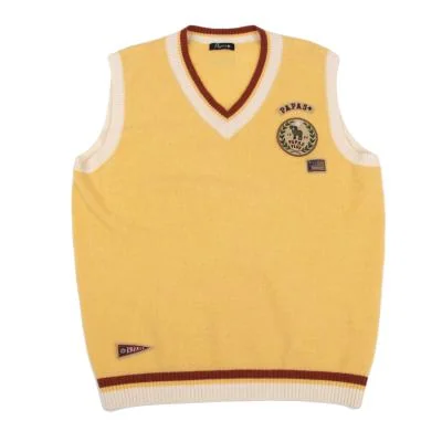 Papas+ Wool Logo Patch V-neck Knit Vest