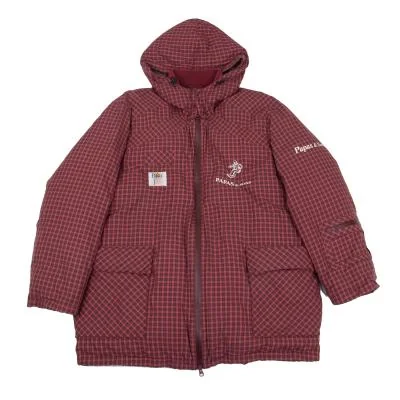 PAPAS&SONS Nylon Check Detachable Hood Down Jacket