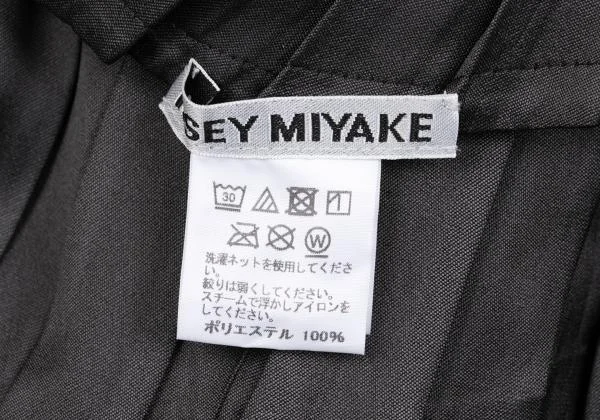 イッセイミヤケISSEY MIYAKE ストールカラーバイカラープリーツコート 黒2 K-159551_016