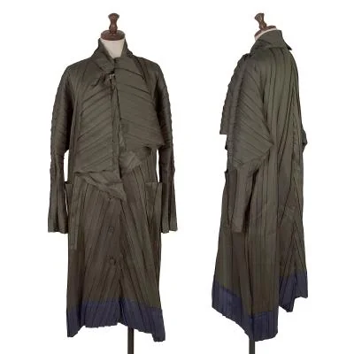 Unbranded Stole Collar Bicolor Pleated Coat