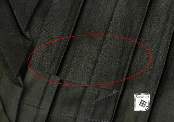 イッセイミヤケISSEY MIYAKE ストールカラーバイカラープリーツコート カーキM位 K-159553_013