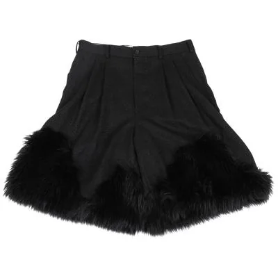 COMME des GARCONS HOMME PLUS Hem Faux Fur Glitter Tuck Shorts
