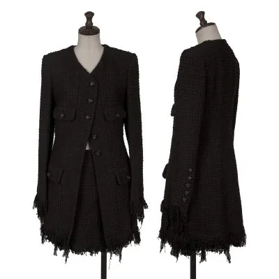 CHANEL Hem Fringe Tweed Jacket & Skirt