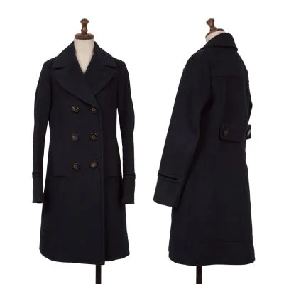 COACH Wool Blend Logo Button Double-breasted Half Coat