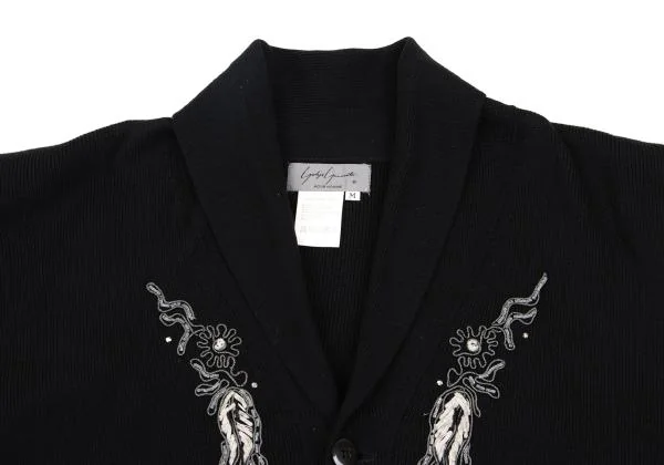 Yohji Yamamoto POUR HOMME Beaded Shawl Collar Knit Cardigan K-159618_005