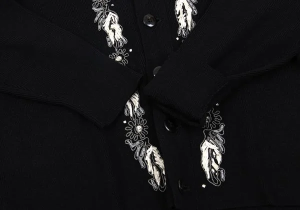 Yohji Yamamoto POUR HOMME Beaded Shawl Collar Knit Cardigan K-159618_010