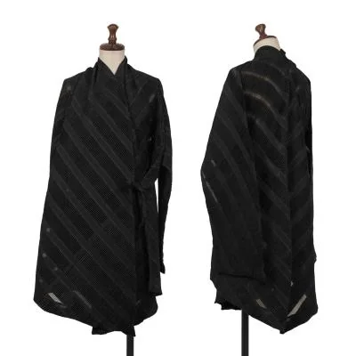 Unbranded See-through Striped Woven Wrap Coat