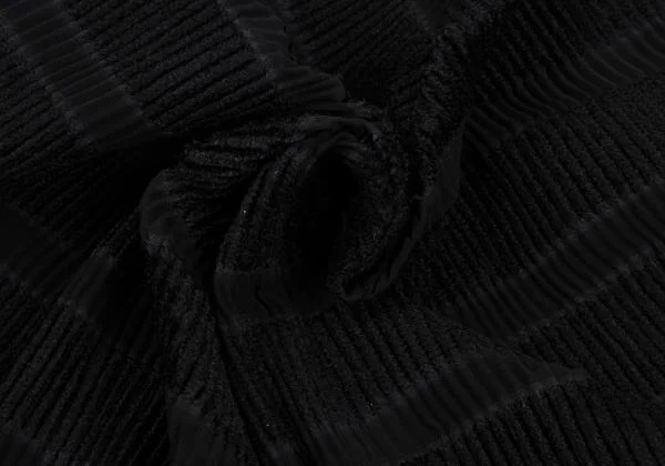 イッセイミヤケISSEY MIYAKE シースルーストライプ織り変形ラップコート 黒M位 K-159643_014