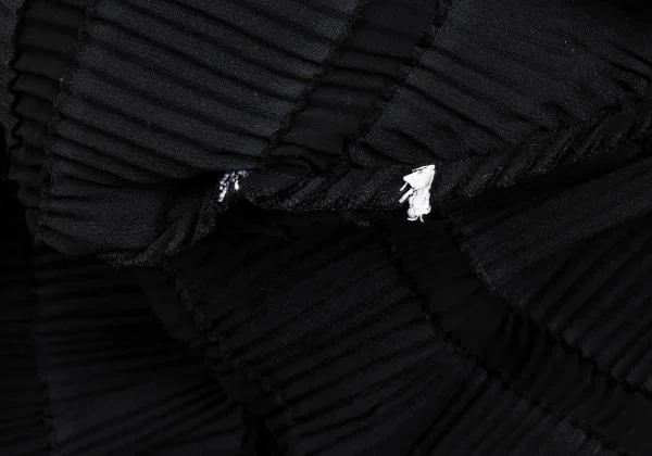 イッセイミヤケISSEY MIYAKE シースルーストライプ織り変形ラップコート 黒M位 K-159643_015