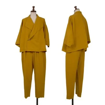 ISSEY MIYAKE Cotton Linen Shirt Jacket & Tuck Pants