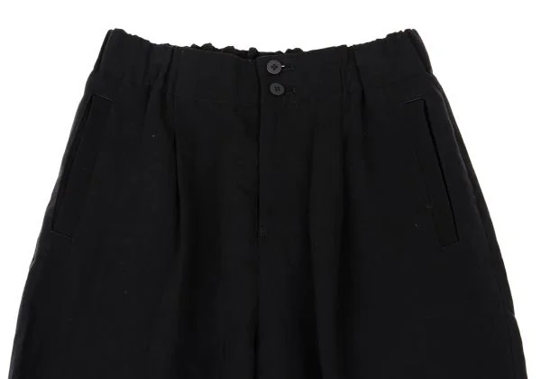 イッセイミヤケISSEY MIYAKE コットンリネンタックテーパードパンツ 黒1 K-159651_002