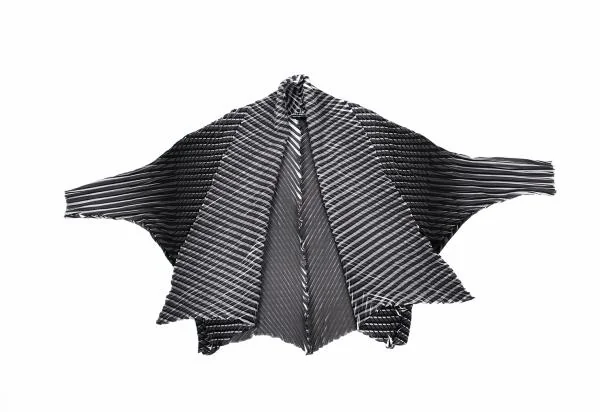 ISSEY MIYAKE Stripe Printed Pleats Dolman Short Jacket K-159652_002
