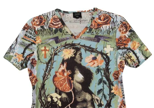 ジャンポールゴルチエ ファムJean Paul GAULTIER FEMME アートプリントVネックTシャツ マルチ40 K-159664_002