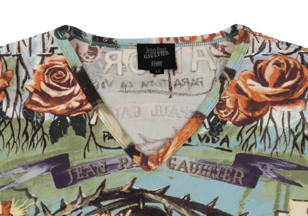 ジャンポールゴルチエ ファムJean Paul GAULTIER FEMME アートプリントVネックTシャツ マルチ40 K-159664_003