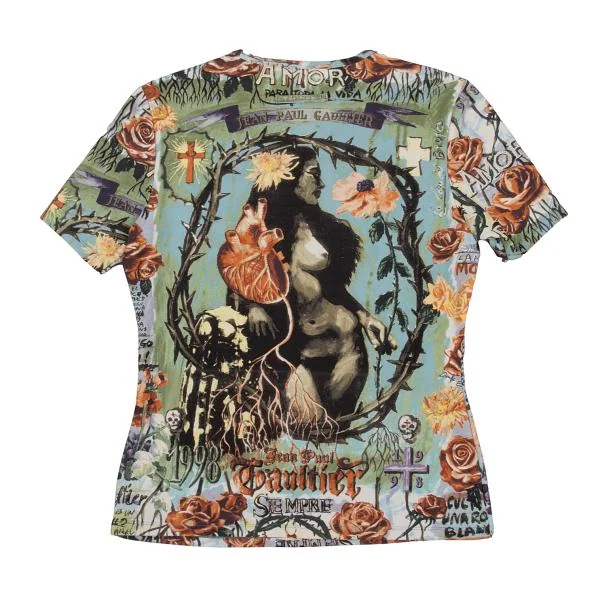 ジャンポールゴルチエ ファムJean Paul GAULTIER FEMME アートプリントVネックTシャツ マルチ40 K-159664_010
