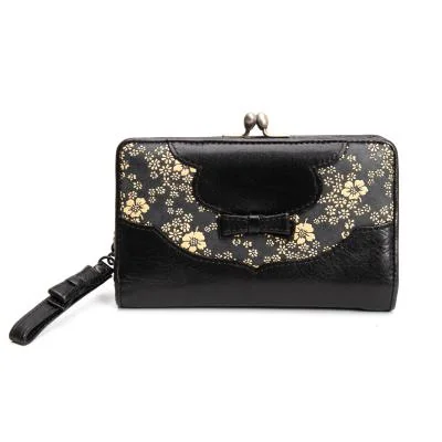KENZO Floral Switching Leather Wallet