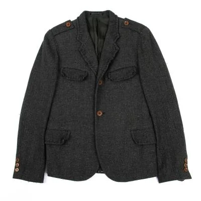 Yohji Yamamoto POUR HOMME Wool Silk Herringbone Military Jacket