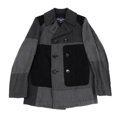 COMME des GARCONS HOMME Crazy Pattern Striped Peacoat