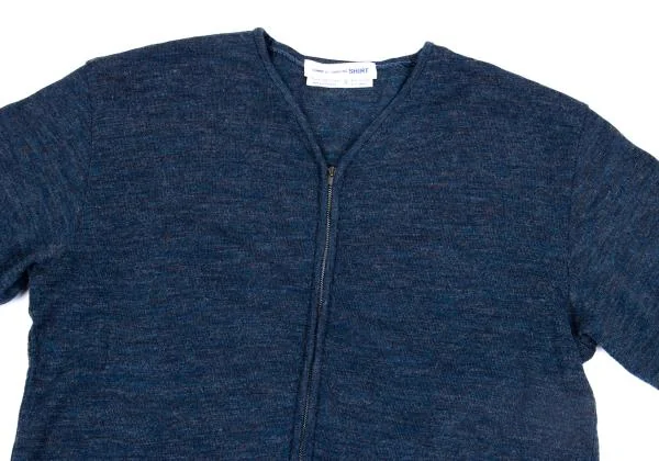 コムデギャルソンシャツCOMME des GARCONS SHIRT 裾ラインジップアップニットカーディガン 紺オレンジS K-159694_002