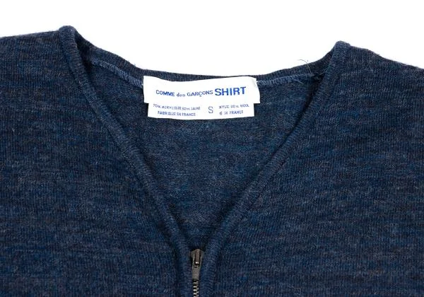 コムデギャルソンシャツCOMME des GARCONS SHIRT 裾ラインジップアップニットカーディガン 紺オレンジS K-159694_003