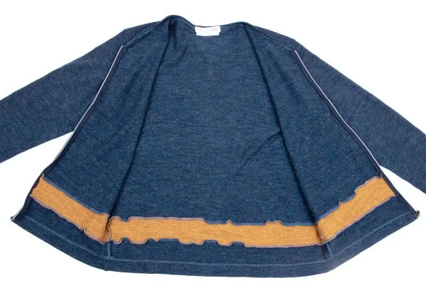 コムデギャルソンシャツCOMME des GARCONS SHIRT 裾ラインジップアップニットカーディガン 紺オレンジS K-159694_009