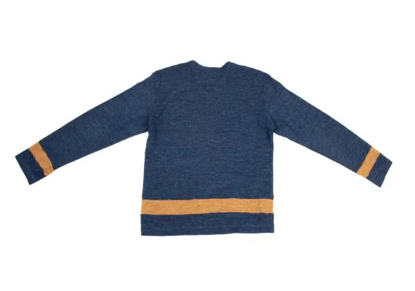 コムデギャルソンシャツCOMME des GARCONS SHIRT 裾ラインジップアップニットカーディガン 紺オレンジS K-159694_010
