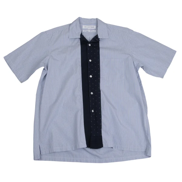 COMME des GARCONS SHIRT Switching Stripe Open Collar Shirt Navy S K-159695_001