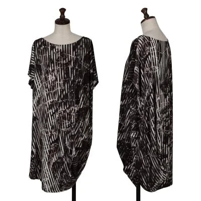 ISSEY MIYAKE Graphic Stripe Printed Draped Tunic