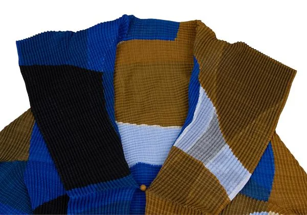 ISSEY MIYAKE  Color Switching Stretch Pleats Cardigan K-159712_003