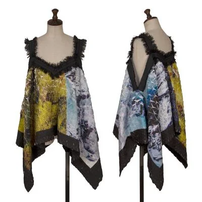 ISSEY MIYAKE Graphic Print Geometric Pleated Sleeveless Tunic