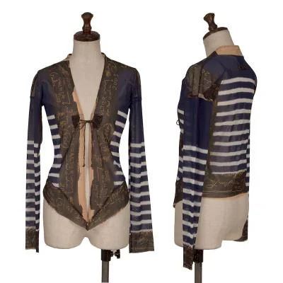 Jean Paul GAULTIER FEMME Drawing Stripe Printed Mesh Cardigan