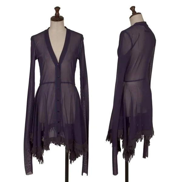 Jean Paul GAULTIER FEMME Taped Drape Mesh Cardigan Purple 40 K-159722_001