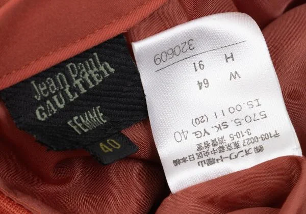 ジャンポールゴルチエ ファムJean Paul GAULTIER FEMME ウールナイロンギボシボタンスカート レンガ40 K-159724_017