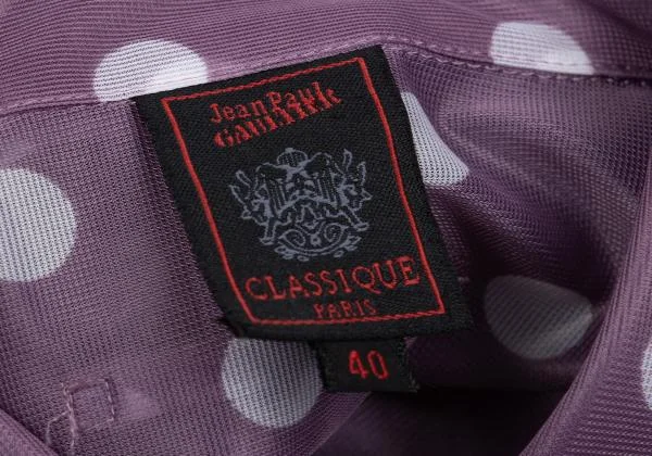 ジャンポールゴルチエ クラシックJean Paul GAULTIER CLASSIQUE ドットプリントシースルー半袖ロングシャツ 紫白40 K-159728_016